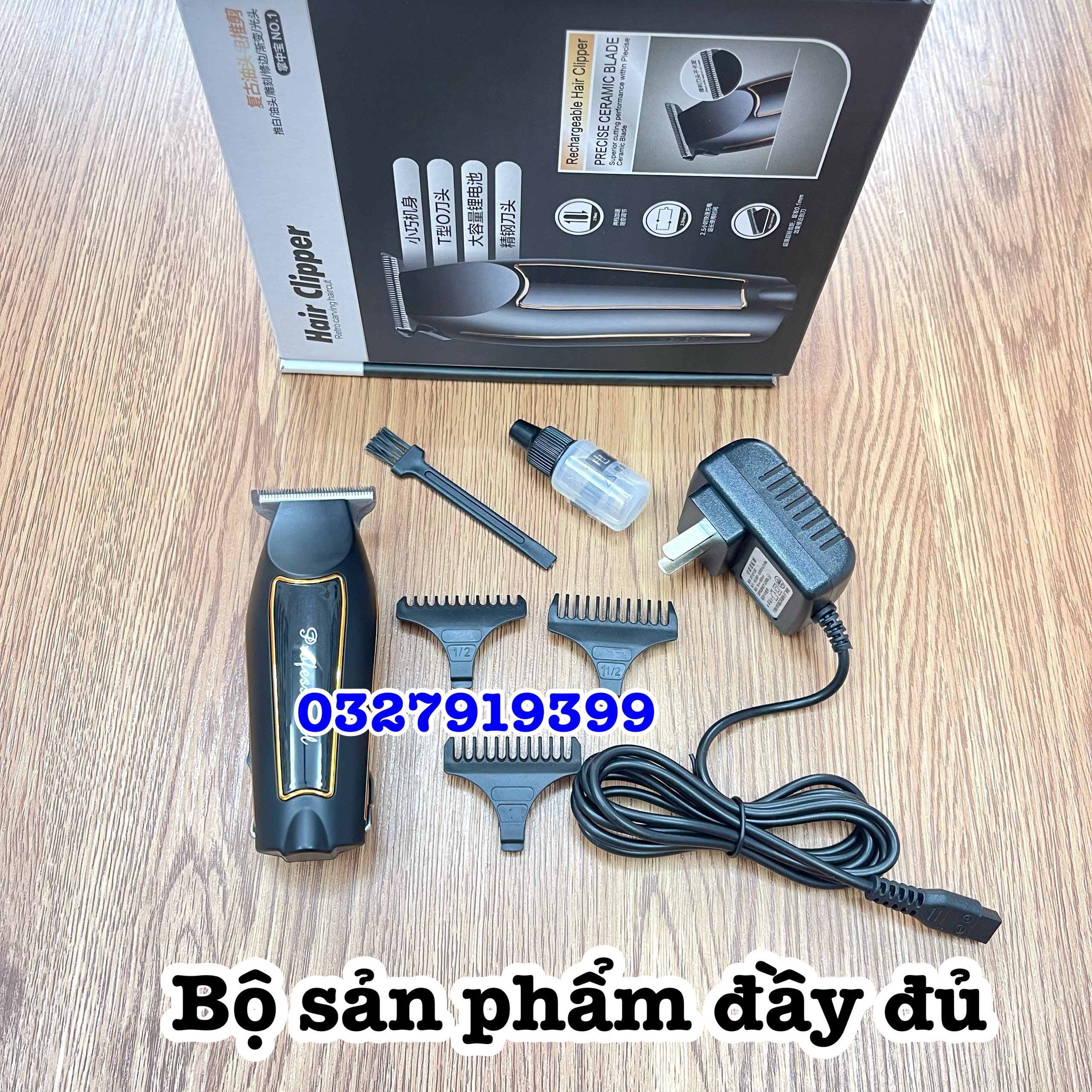 Phaeton Tông đơ cạo viền cao cấp Barber PHAETON NO 1 - Động cơ Turbo 2 tốc độ, lưỡi thép không gỉ, pin lithium 1000mAh, thời gian sử dụng 45-60 phút, thiết kế hiện đại, bảo hành 3 tháng