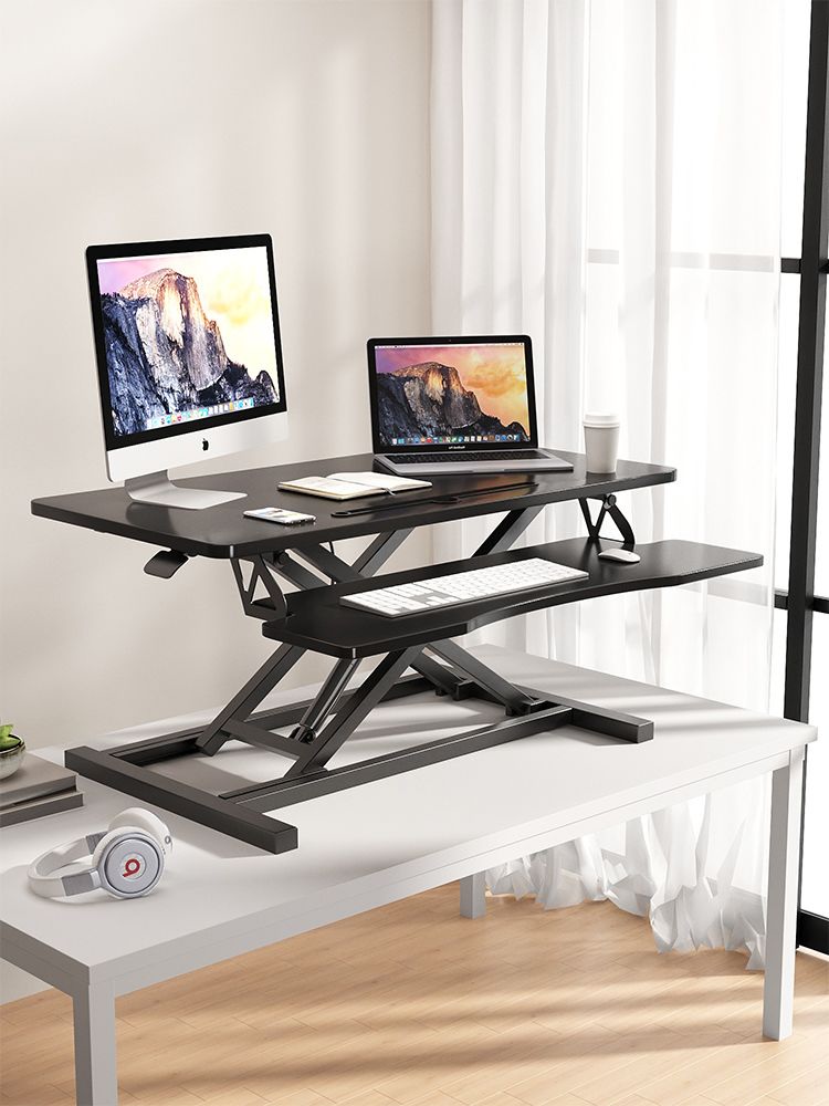 Standing notebook desktop folding computer desk with elevated height adjustable desk and standing workbench on the desk