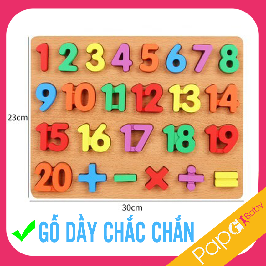 Bảng chữ số bằng gỗ - 20 số, nhiều màu sắc, gỗ cao cấp, an toàn cho bé - bảng chữ cái và số bằng gỗ, bảng số bằng gỗ, bảng chữ cái và số cho bé bằng gỗ, bộ bảng số thông minh bằng gỗ, bảng chữ số cho bé