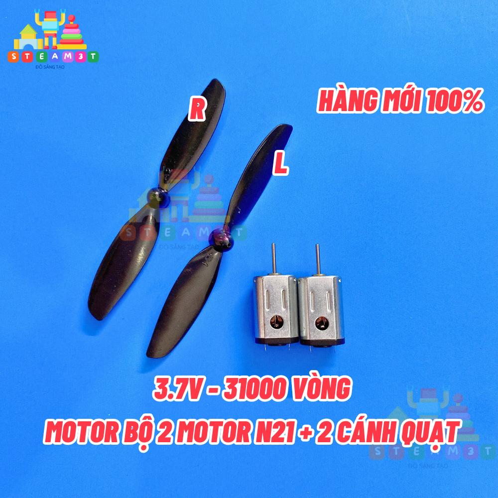 [HCM]Bộ 2 Động cơ motor máy bay tàu lượn mini từ tính mạnh N21 kèm cánh quạt tốc độ cao DC 3.7V - 7.4V - 43000 vòng - LK0119