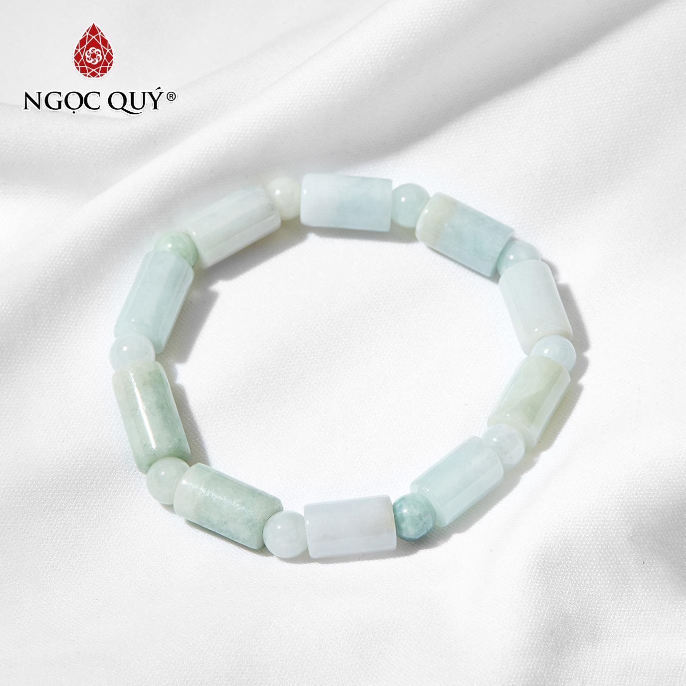 Vòng tay đá cẩm thạch phỉ thúy đốt trúc mệnh mộc hoả 8mm - ngọc quý gemstones