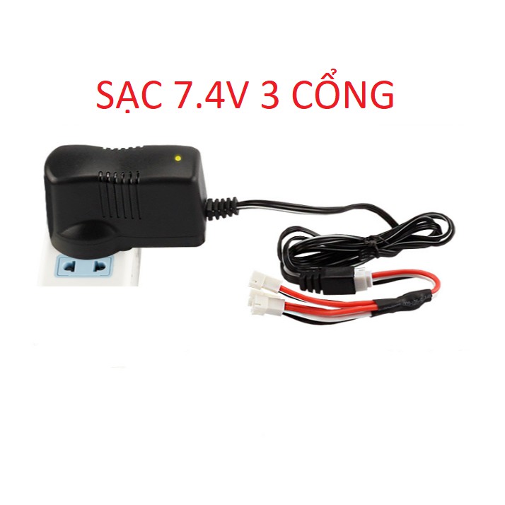 Combo Sạc Pin Xe Điều Khiển Từ Xa - Sạc 7.4V 3 Cổng