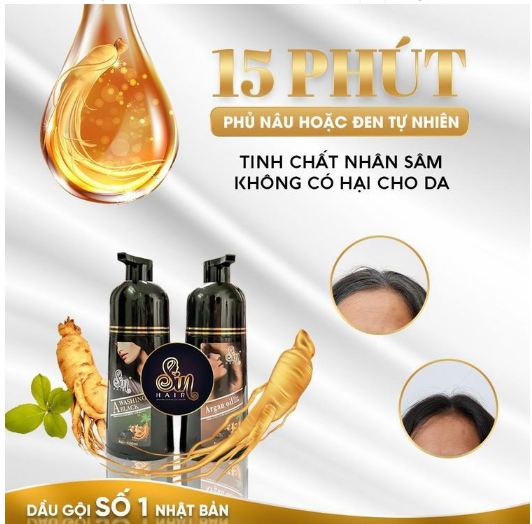 [HCM]Dầu gội phủ bạc nhân sâm Sin Hair
