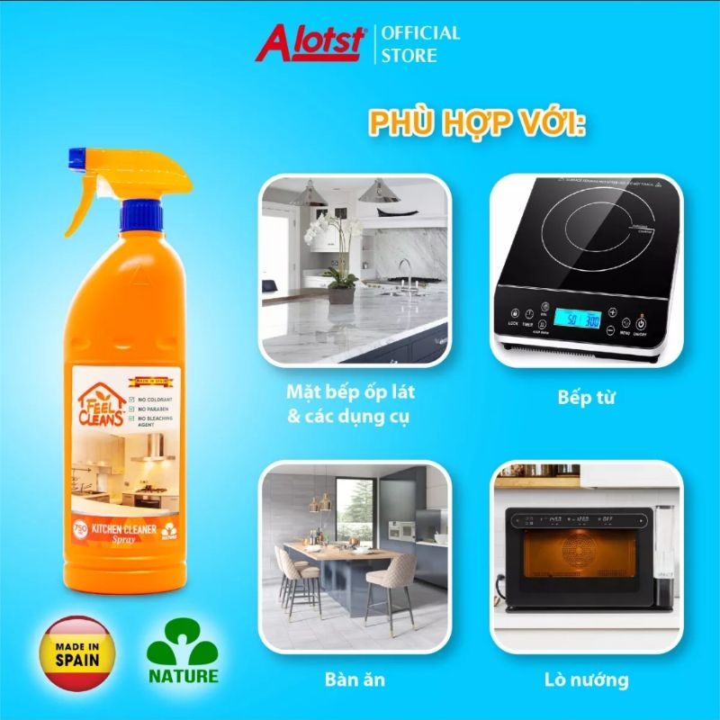 Nước lau xịt bếp Feelcleans 750ml