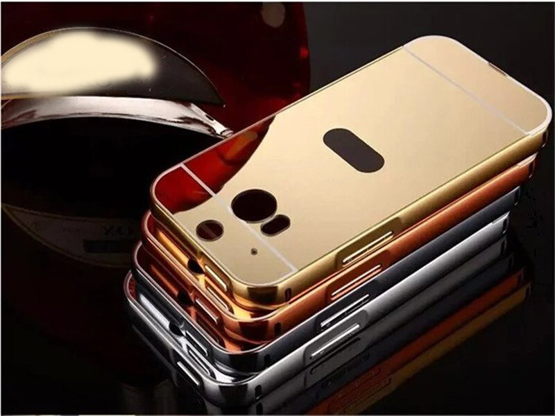 Ốp lưng HTC One M8 tráng gương viền kim loại