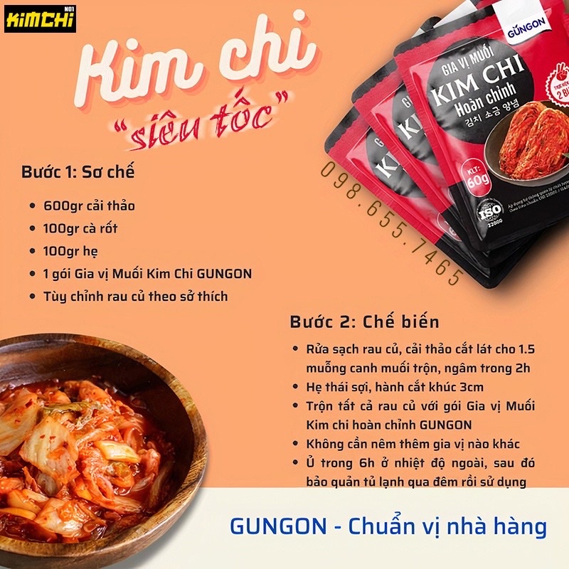 Gia vị muối kim chi Hàn Quốc 60g ( combo 10 gói )