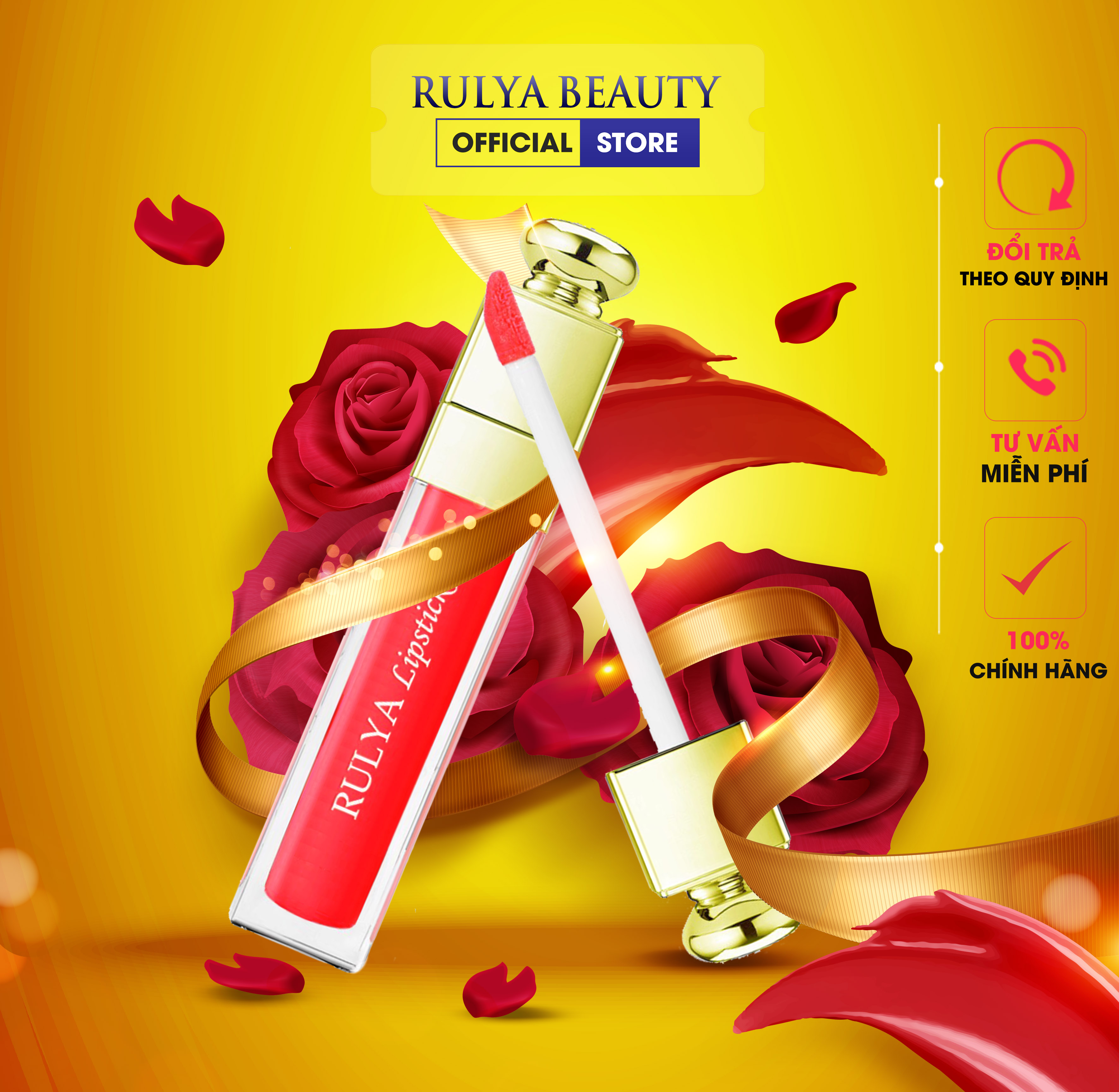 Son Kem Cao Cấp RULYA Lipstick Màu Đỏ Cam