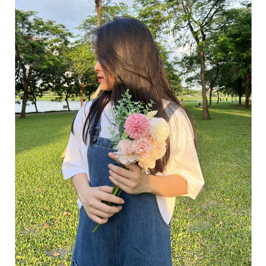 Váy Yếm Jean Basic Dáng Dài Vintage 2023 .