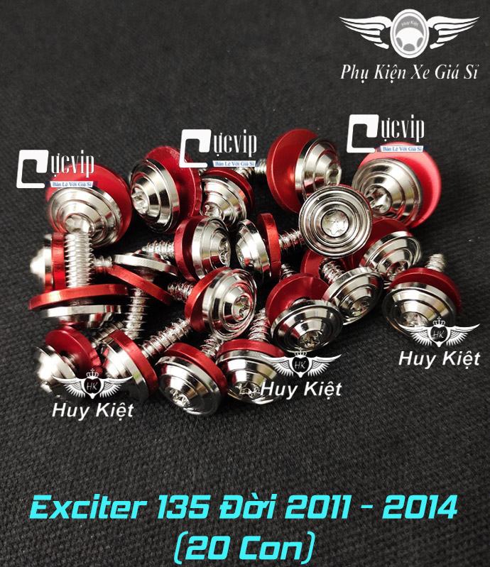 Full ốc dàn áo salaya thái inox 304 + lông đền đỏ gắn exciter, winner, wave, dream, sirius, future, vario, ab, mio m3, satria, sonic, vision