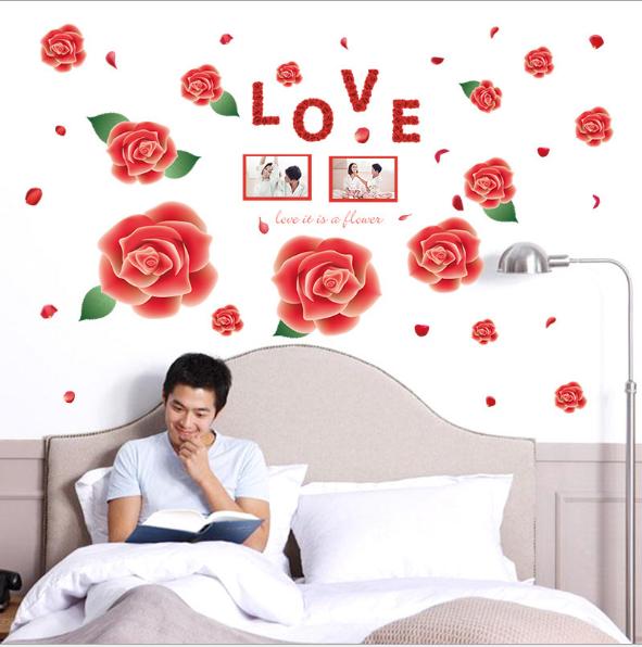 Decal trang trí tường - Bông Hoa Hồng đỏ rực lớn