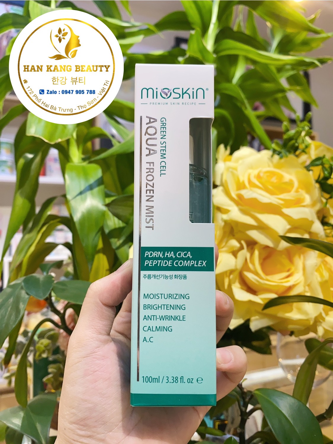 Xịt khoáng căng bóng, trắng da thành phần PDRN, HA, Arbutin Mioskin Plus Stem Cell Frozen Mist  (chai 100ml)