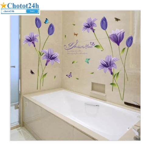 Decal dán tường mẫu hoa ly tím WD40