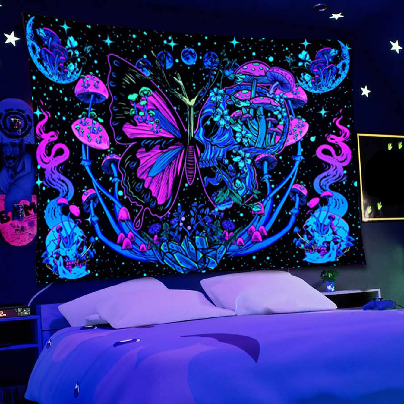 Fluorescent Tapestry UV Home Room Tapestry Live Background Cloth