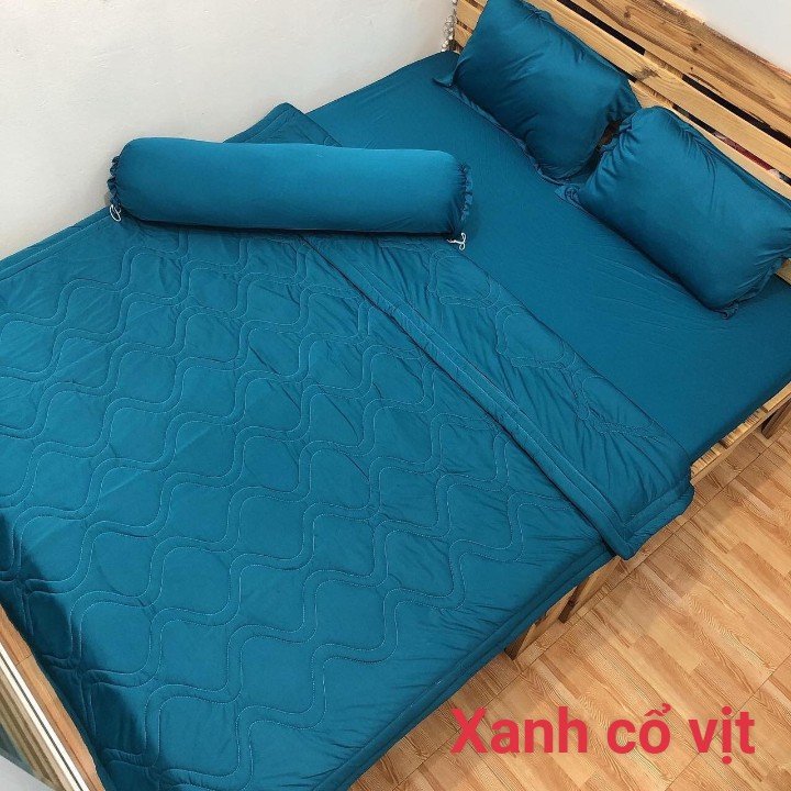 Ga - Drap Giường Lẻ Thun Mát Lạnh Lan Pham Bedding - Màu Xanh Cổ Vịt