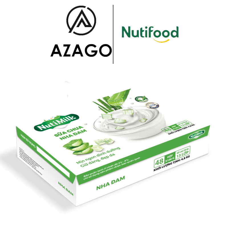 Thùng 48 hộp sữa chua nha đam nutimilk - thương hiệu nutifood - azago
