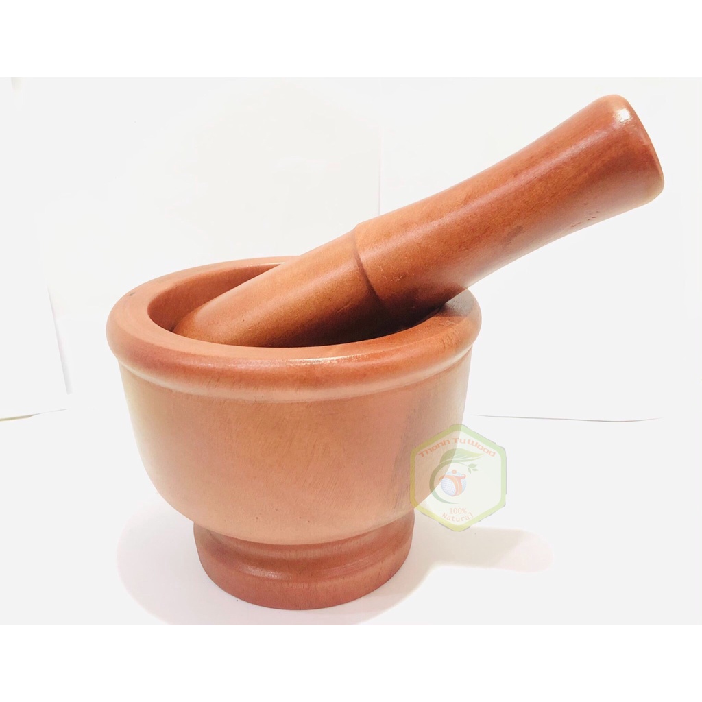 Bộ Cối Chày Gỗ Xà Cừ Thanh Tú 13Cm
