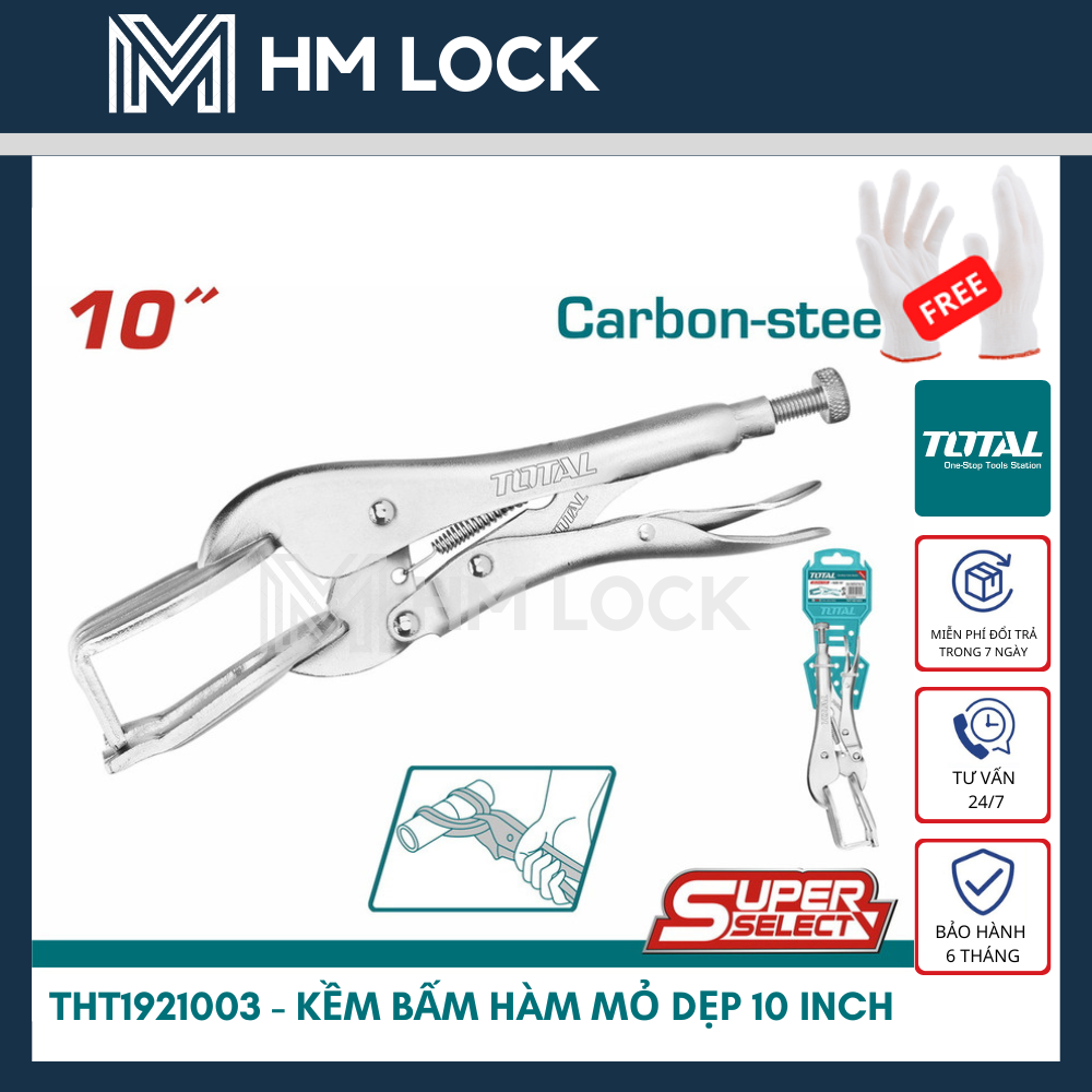 Kìm bấm chết mỏ dài total 9 inch - thép carbon siêu cứng chịu lực cao - hm lock - tht19902