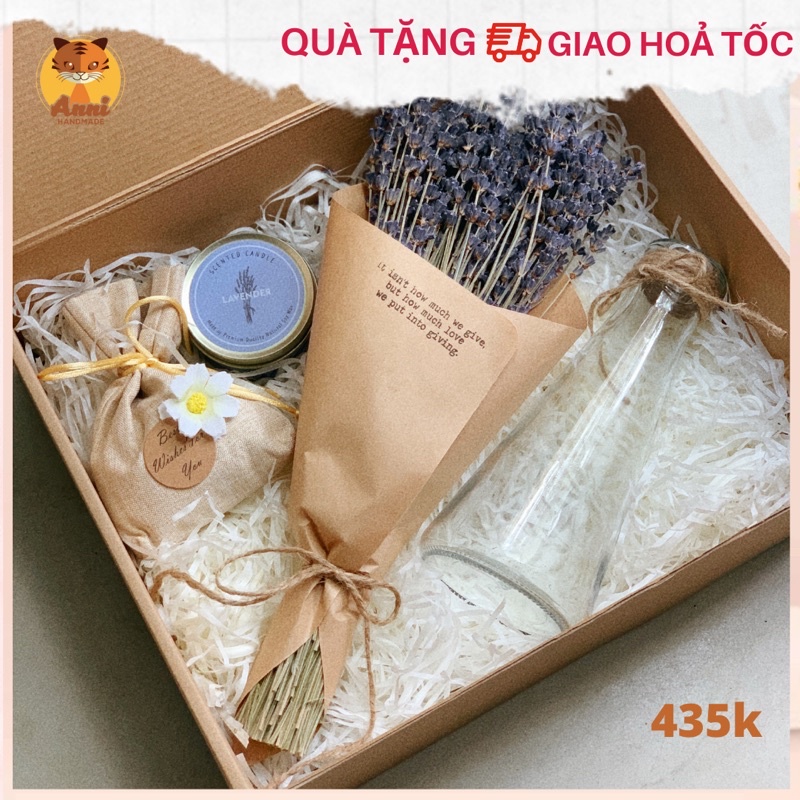 [Ảnh thật] Set hoa Lavender Anni Home (gồm hoa khô Lavender, bình cắm hoa, túi thơm và thiệp)