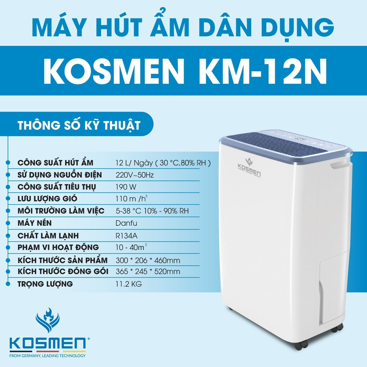 Máy hút ẩm lọc không khí kosmen km-60s 60 lít | km-20n 20 lít | km-12n 12 lít - máy sấy quần áo - bảo hành 36 tháng - befoyo