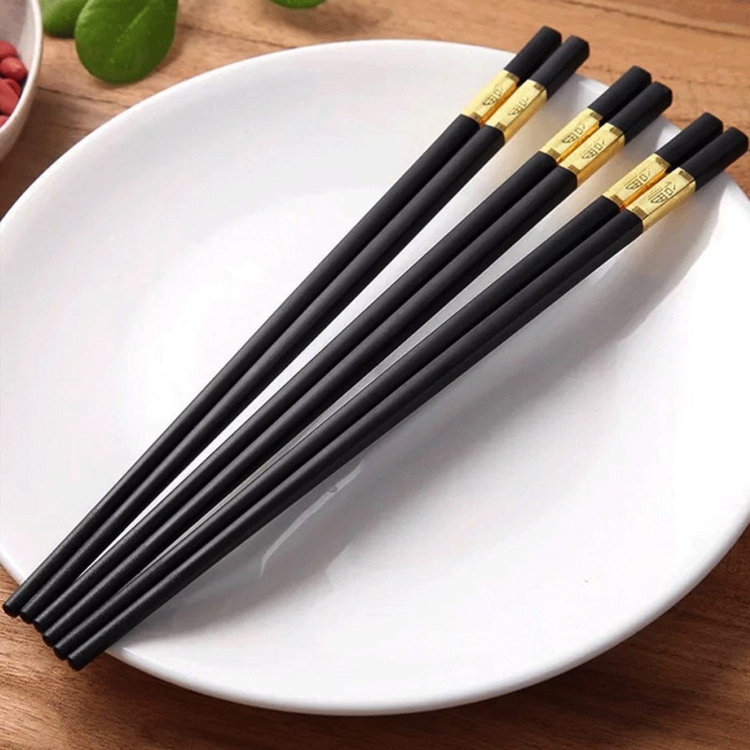 Bộ 10 đôi Đũa ăn cao cấp hàn quốc khảm vàng