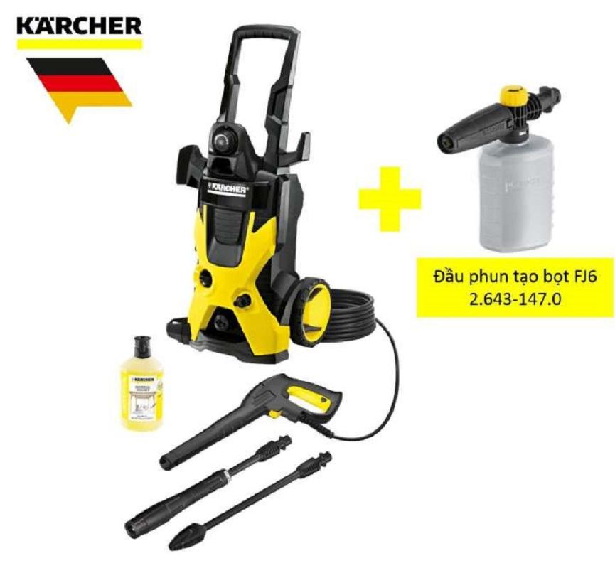 Combo máy phun rửa áp lực cao Karcher, K 5 và đầu phun tạo bọt FJ6