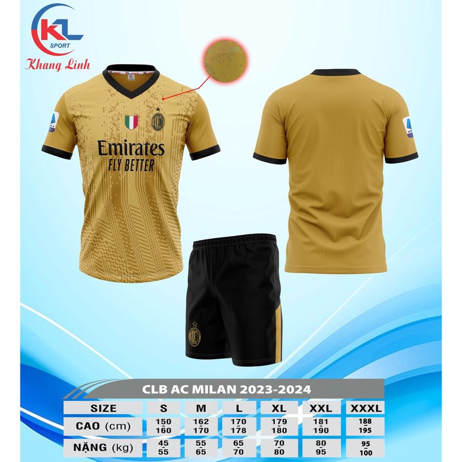 Bộ quần áo đá bóng clb ac milan 2023-2024, qa thể thao clb ac milan 23-24