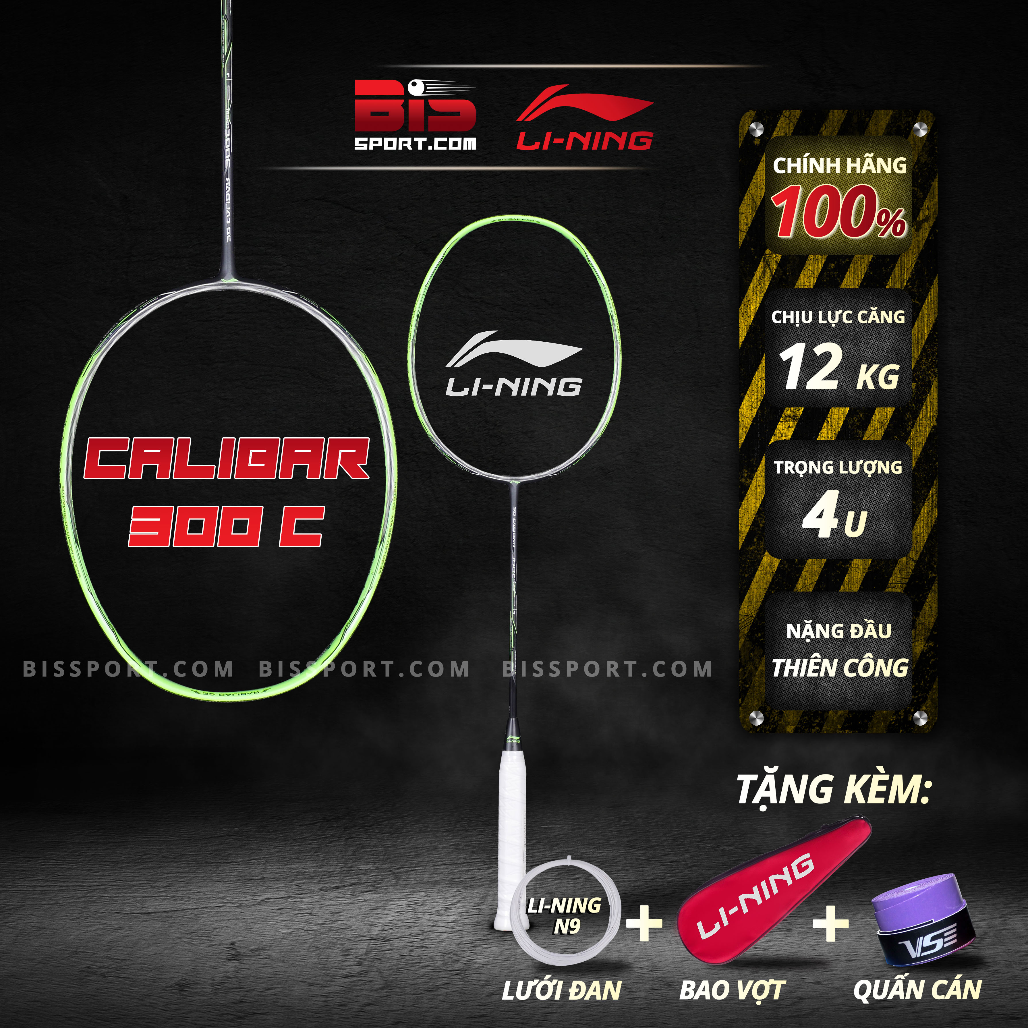 Vợt Cầu Lông Lining Caliba 300C Chính Hãng - Dòng Vợt Thiên Công - Dành Cho Những Bạn Cổ Tay Khỏe