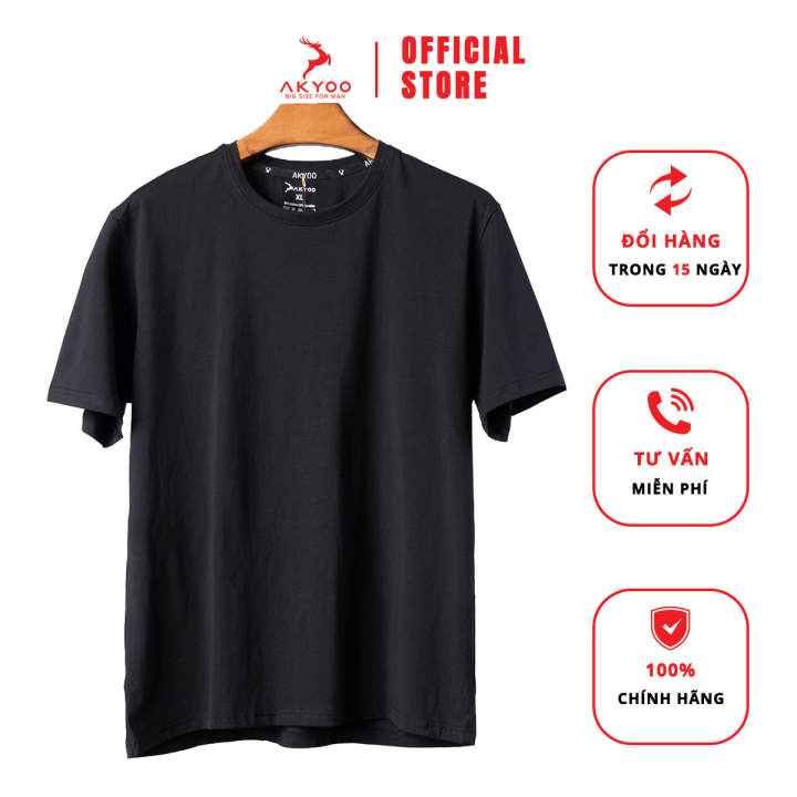 AKYOO Áo Thun Đen Trơn Nam Bigsize 80-140kg