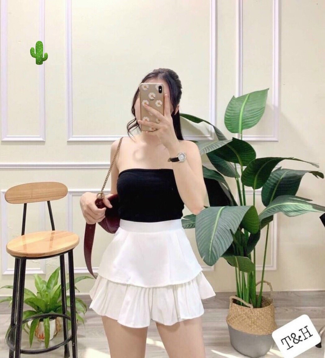 Chân váy nữ ngắn dập ly kèm quần trong chân váy kiểu dập ly tầng chân váy đẹp giá rẻ