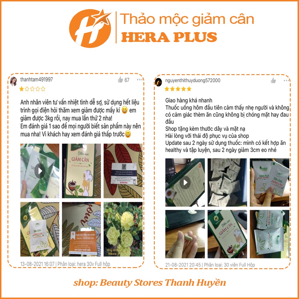 Trà Giảm cân Hera Plus 30 viên+ kèm phiếu bảo hành