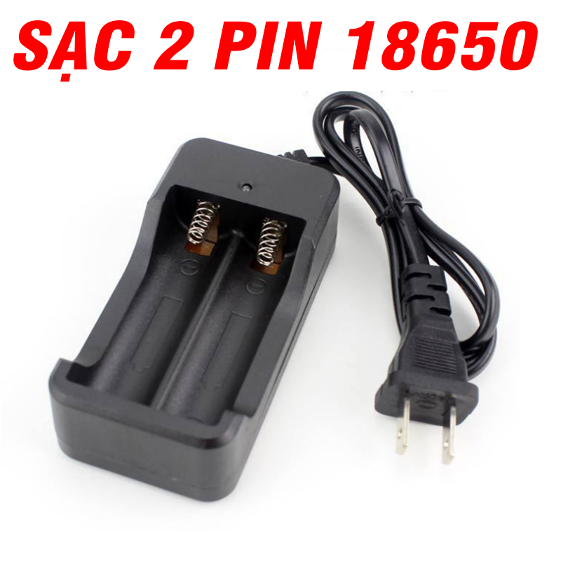 Đế sạc pin 3.7v 18650 26650 hai khe có dây cắm dùng nguồn 220v