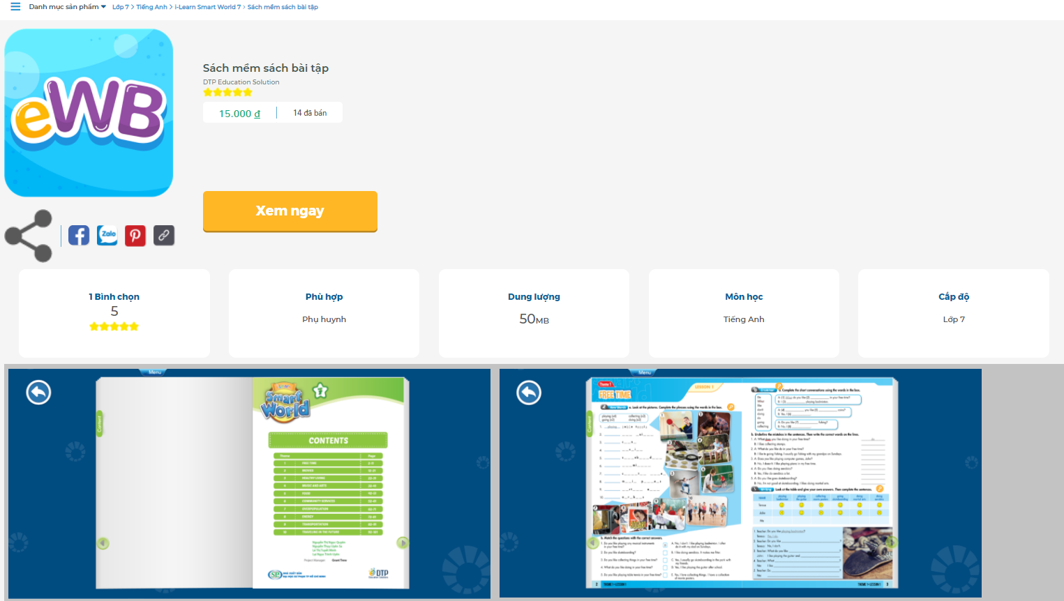 [E-BOOK] i-Learn Smart World 7 Sách mềm sách bài tập
