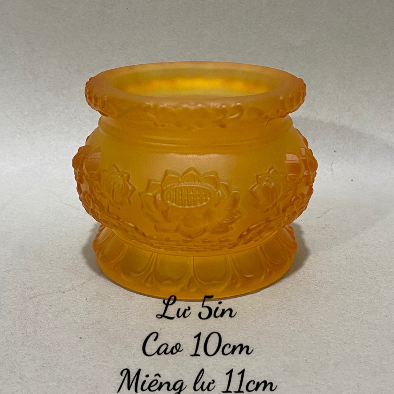 Lư Hương - Bát Hương Hoa Sen Lưu Ly Vàng 9 Cm - 11 Cm - 13 Cm _ 18Cm