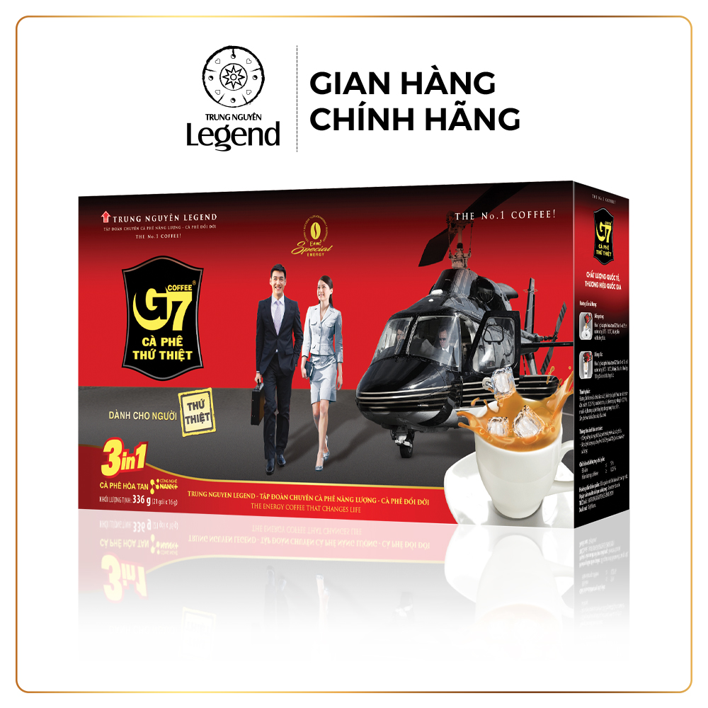 Trung Nguyen Legend Instant Coffee G7 3in1 - Box of 21 Packs - Convenient, Harmonizes Vietnamese Flavors