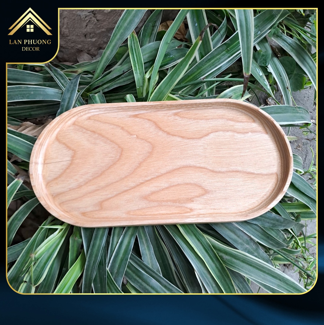 Khay gỗ tự nhiên decor hình bầu dục