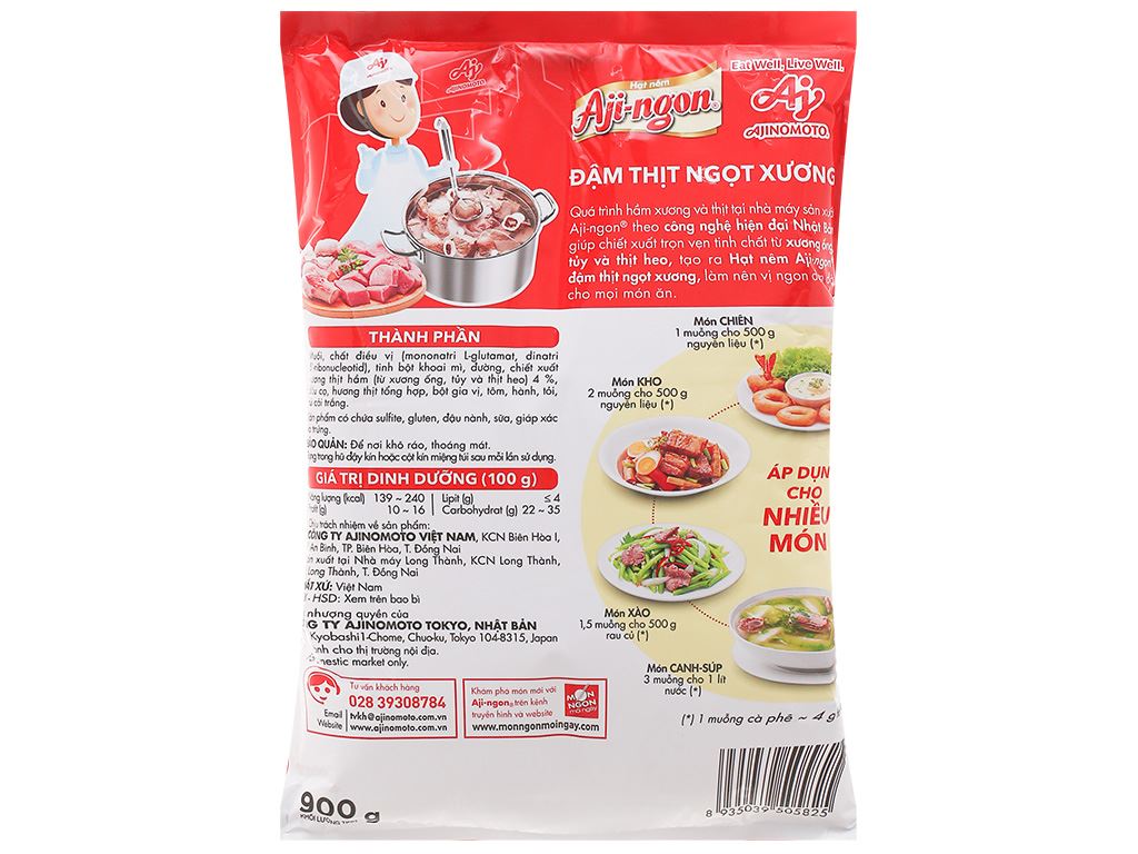 Hạt nêm vị heo Aji-ngon gói 900g