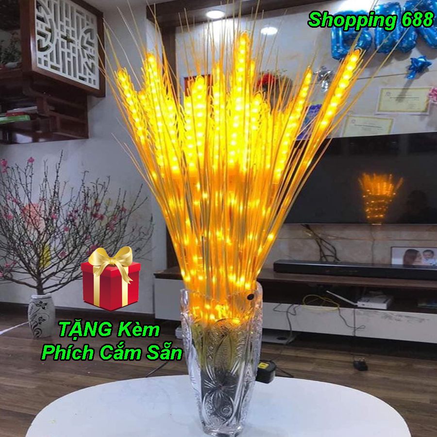 Đèn led bông lúa thần tài, Đèn led trang trí bông lúa thần tài bàn thờ gia tiên mang lại nhiều tài lộc, decor trang trí, đèn bông lúa ánh sáng vàng ấm, bông lúa vàng, led bông lúa vàng thần tài, đèn led bông lúa mạch