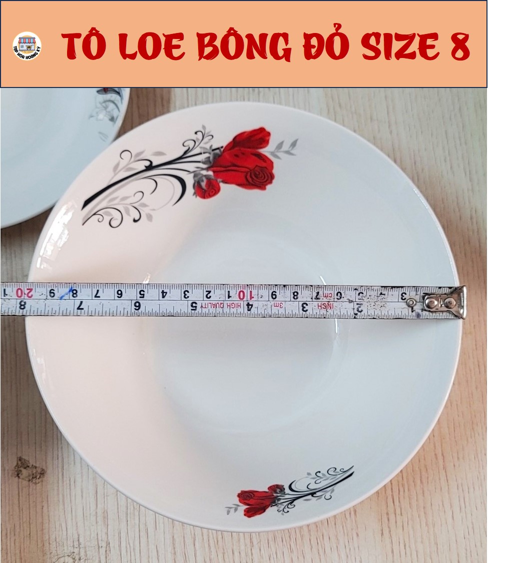 Tô loe gốm sứ họa tiết Hoa đỏ
