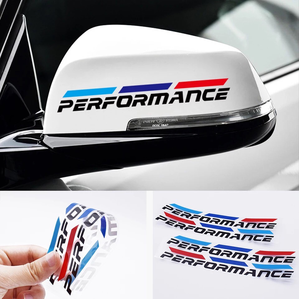 [HCM]Bộ 2 tem dán gương chiếu hậu ô tô Performance 02 (trắng)