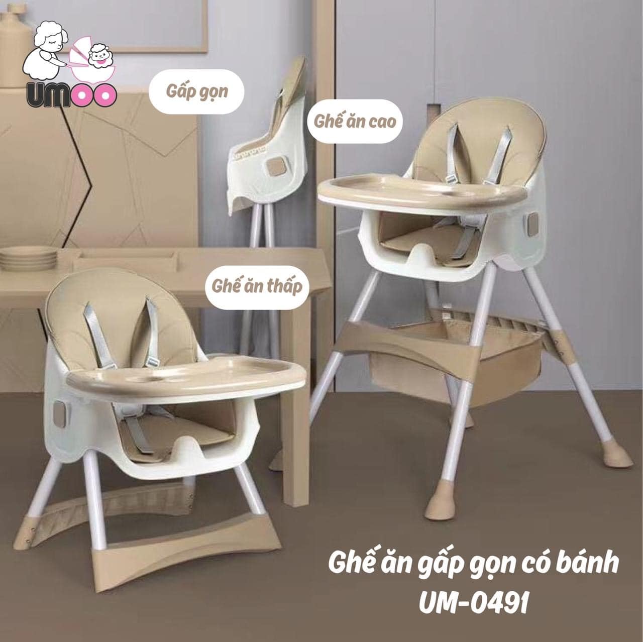 Ghế Ăn Dặm UMOO CÓ BÁNH 0491