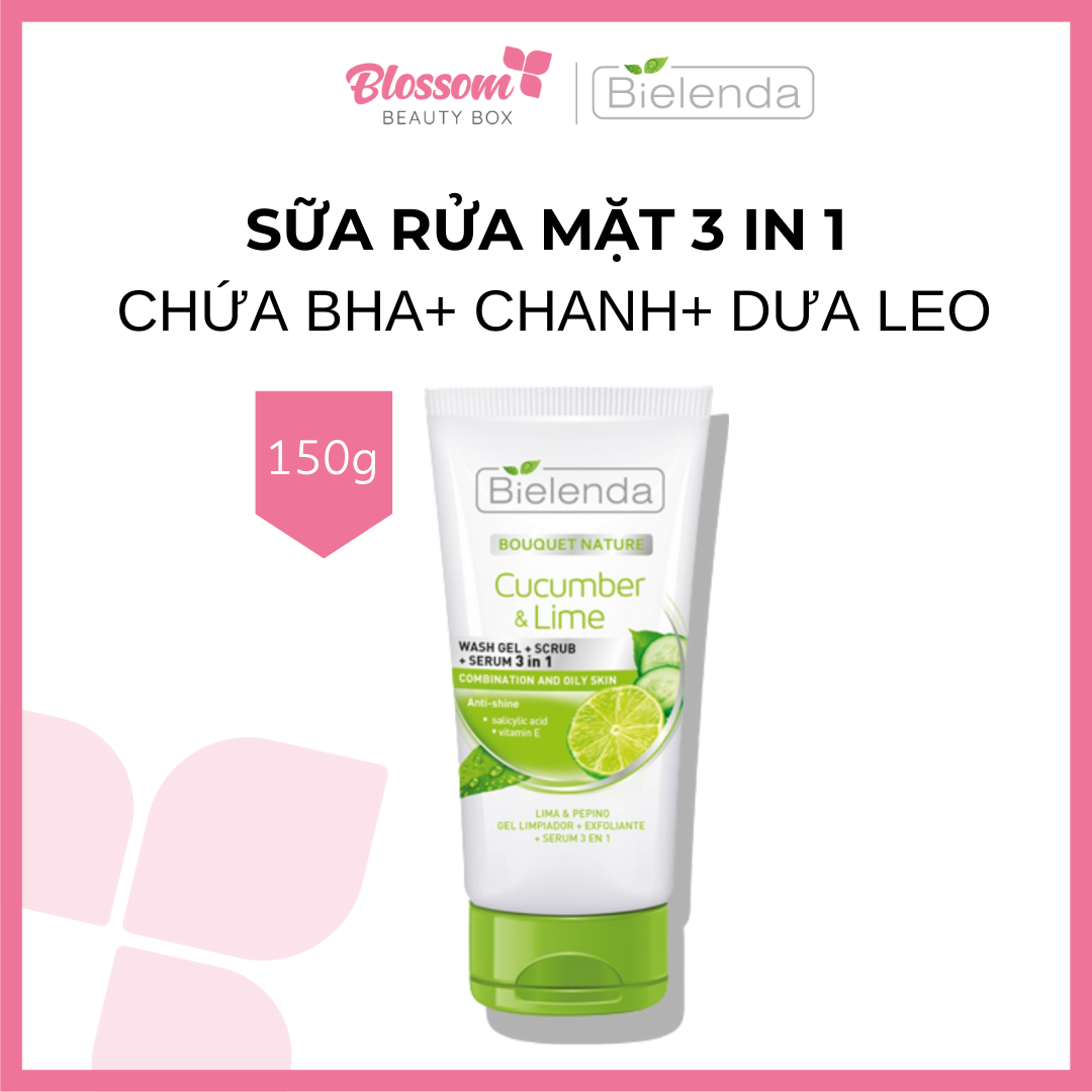 Sữa rửa mặt 3-in-1 bielenda chanh+ dưa leo 150g