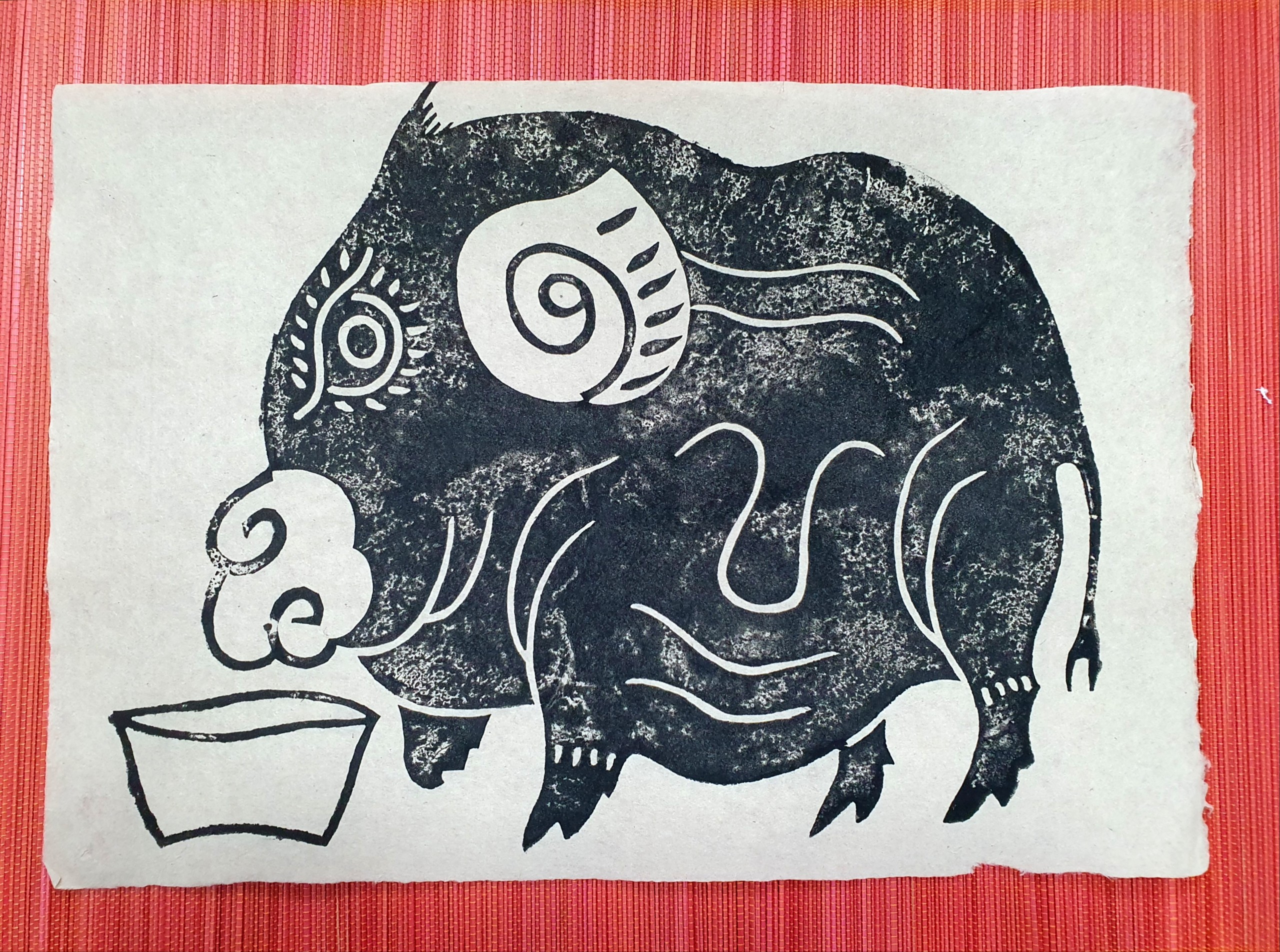 Pig - Kim Hoang folk painting