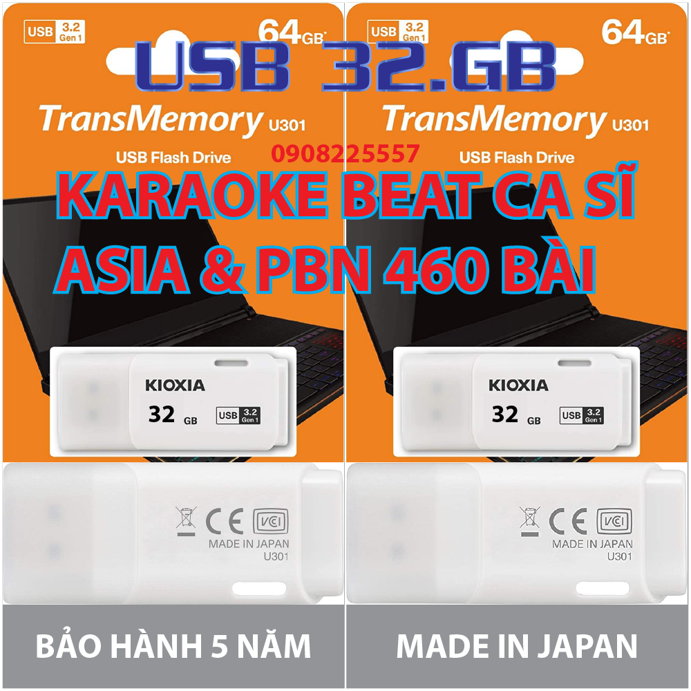 Usb kioxia 32.gb 3.2 gen 1 karaoke beat nhạc ca sĩ trữ tình xưa hay tuyệt đỉnh 460 bài hát trên tivi đầu đĩa