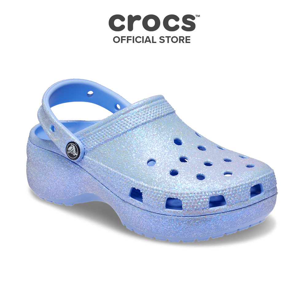 Giày Clog Nữ Crocs Platform Glitter Classic - Moon Jelly