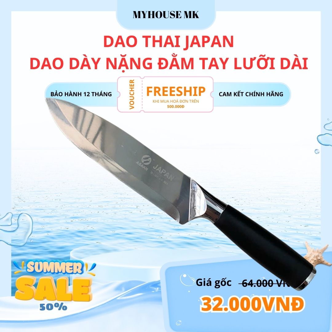 Dao cắt thịt đông - dao thái thịt của Nhật- Lưỡi dao làm bằng inox. Cán giả gỗ tròn.