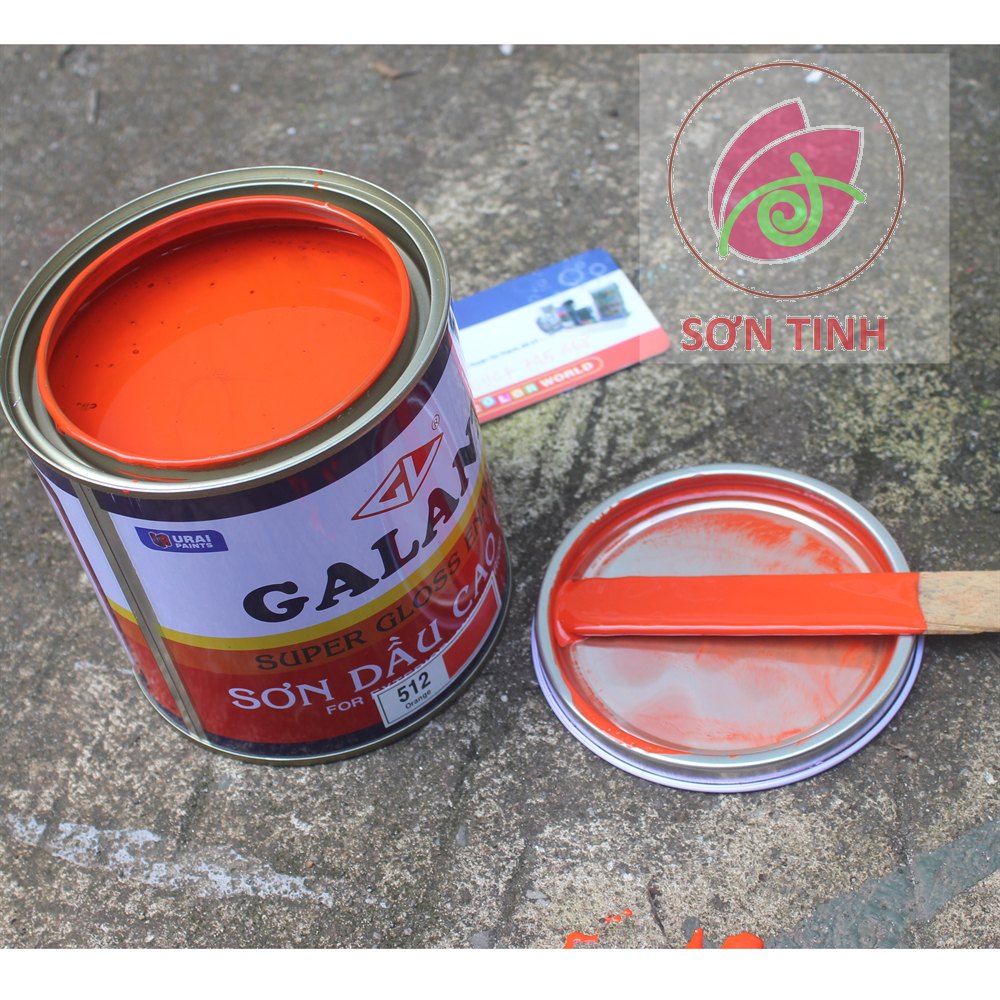 Sơn dầu bóng màu cam 512 orange galant 800ml sử dụng cho gỗ, tôn, sắt thép