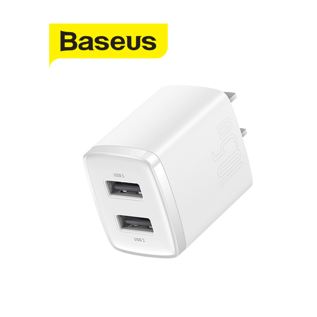 Củ sạc baseus compact sạc nhanh 2.1a/10.5w chân tròn trang bị 2 cổng usb