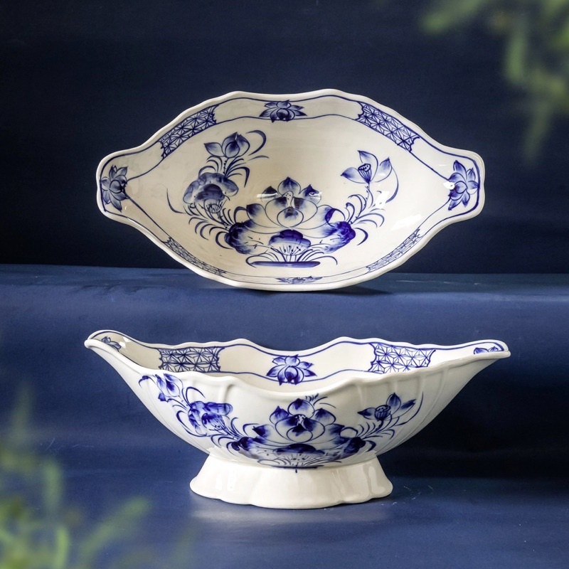 Bát thuyền đựng gà,gốm sứ bát tràng ,gốm sứ decor
