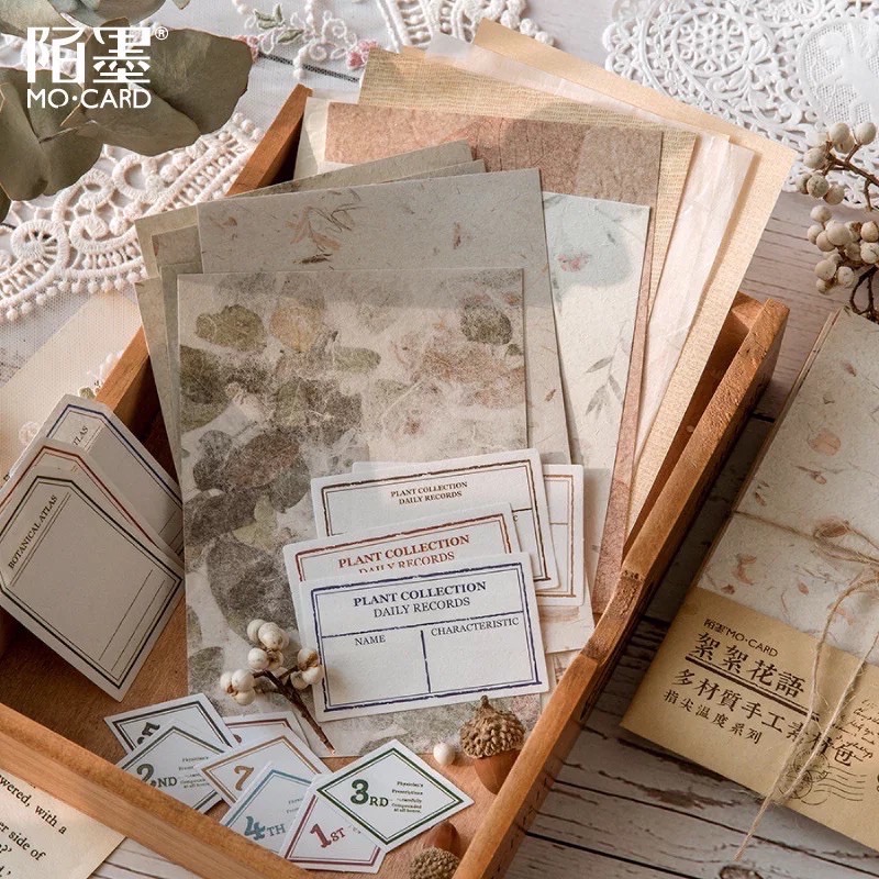 Set giấy nền nhám lớn ép hoa vintage DIY