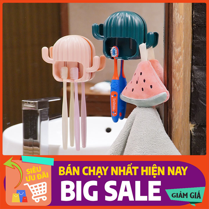 BÁO GIÁ Kệ De Bàn Chải Đánh Răng Dán Tường | Shopee Lazada Sendo Tiki mới nhất 24 Móc treo bàn chải đánh răng dán tường Elliver kệ để bàn chải đánh răng cute hình cây xương rồng
